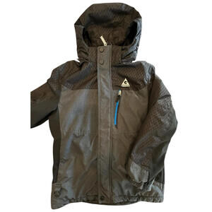 Gerry Youth Jacket Sz Med (10-12) Removable Hood Black Gray Winter LESS Liner